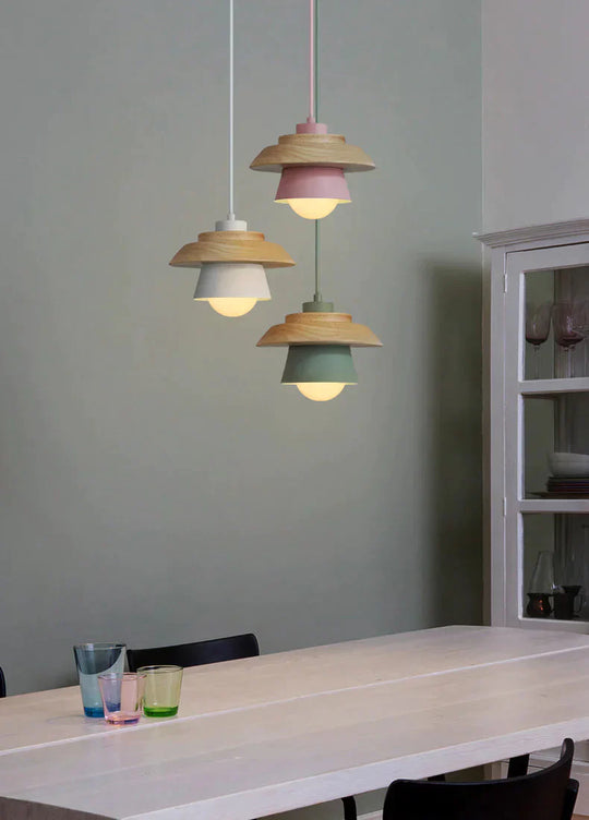 The Nordic Modern Minimalist Bedroom Small Chandelier Iron Wood Bowl Hall Creative Personality