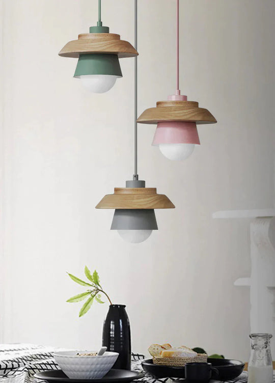 The Nordic Modern Minimalist Bedroom Small Chandelier Iron Wood Bowl Hall Creative Personality