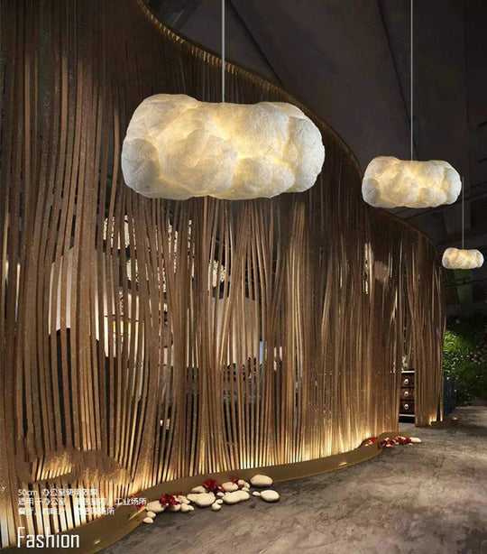 Creative White Cloud Pendant Lamp Silk Cotton E27 Led Stairwell Lights For Coffee Shop Children Kids