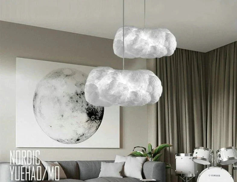Creative White Cloud Pendant Lamp Silk Cotton E27 Led Stairwell Lights For Coffee Shop Children Kids