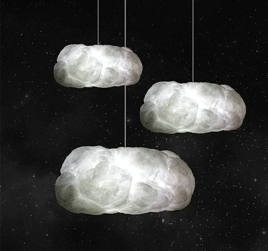 Creative White Cloud Pendant Lamp Silk Cotton E27 Led Stairwell Lights For Coffee Shop Children Kids