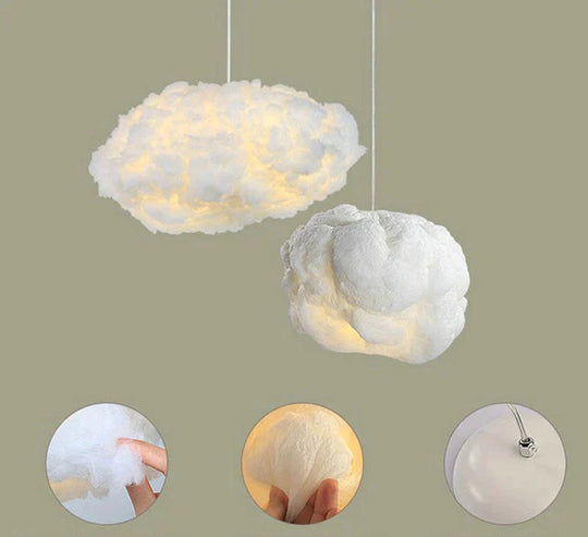 Creative White Cloud Pendant Lamp Silk Cotton E27 Led Stairwell Lights For Coffee Shop Children Kids