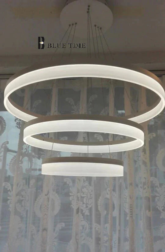 40 60 80Cm 3 Rings Modern Led Pendant Light For Living Room Bedroom Luminaire Acrylic Hanging Lamp