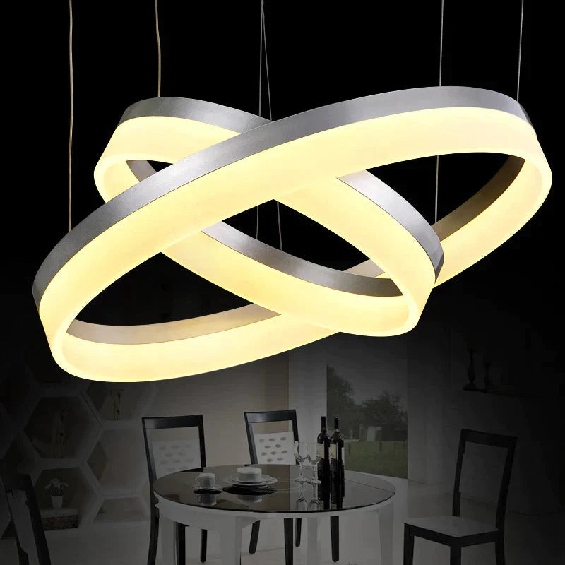40 60 80Cm 3 Rings Modern Led Pendant Light For Living Room Bedroom Luminaire Acrylic Hanging Lamp