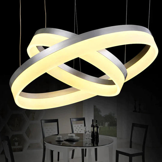 40 60 80Cm 3 Rings Modern Led Pendant Light For Living Room Bedroom Luminaire Acrylic Hanging Lamp