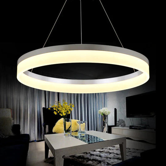 40 60 80Cm 3 Rings Modern Led Pendant Light For Living Room Bedroom Luminaire Acrylic Hanging Lamp