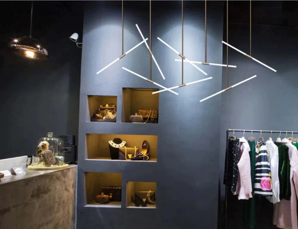 Post Modern Long Tube Branch Led Pendant Light Loft Hanging Lamp Office Bar Track Restaurant