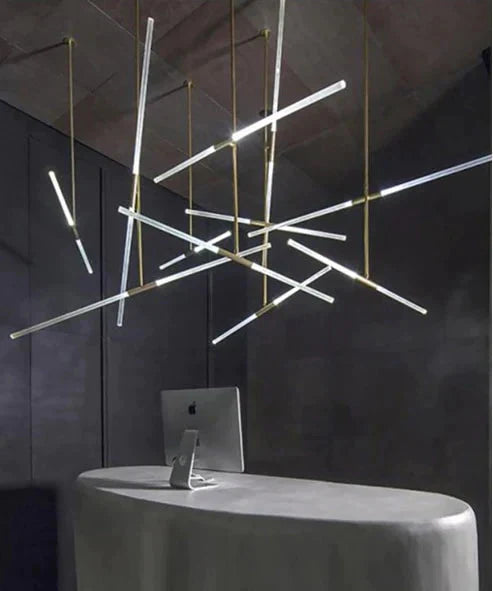 Post Modern Long Tube Branch Led Pendant Light Loft Hanging Lamp Office Bar Track Restaurant