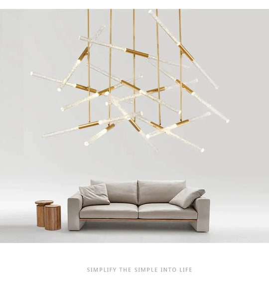 Post Modern Long Tube Branch Led Pendant Light Loft Hanging Lamp Office Bar Track Restaurant