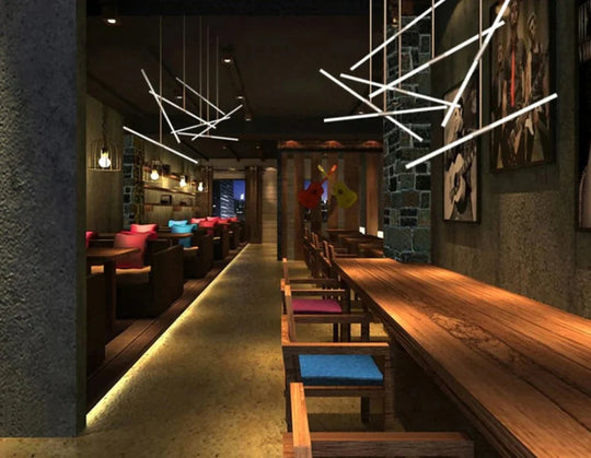 Post Modern Long Tube Branch Led Pendant Light Loft Hanging Lamp Office Bar Track Restaurant