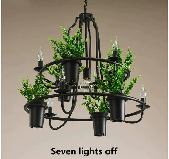 Vintage Lamp Plant Flowerpot 4/7 Head Iron Pendant Lamp Art E14 Light Creative Restaurant Cafe Bar
