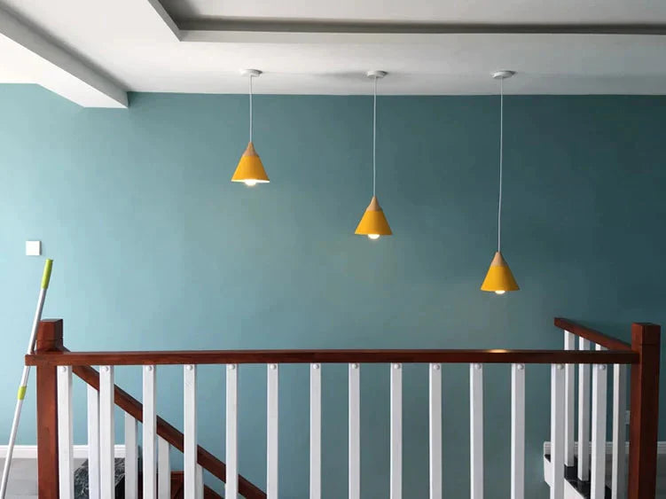 Nordic Combined Bar Real Wood Pendant Lights Multicolor Aluminum Lamp Shade Lamps For Dining Room
