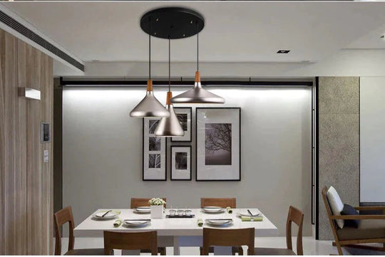 Brushed Gold/Silver Modern Pendant Lights Industrial Kitchen Lamp Shade Light For Dining Room