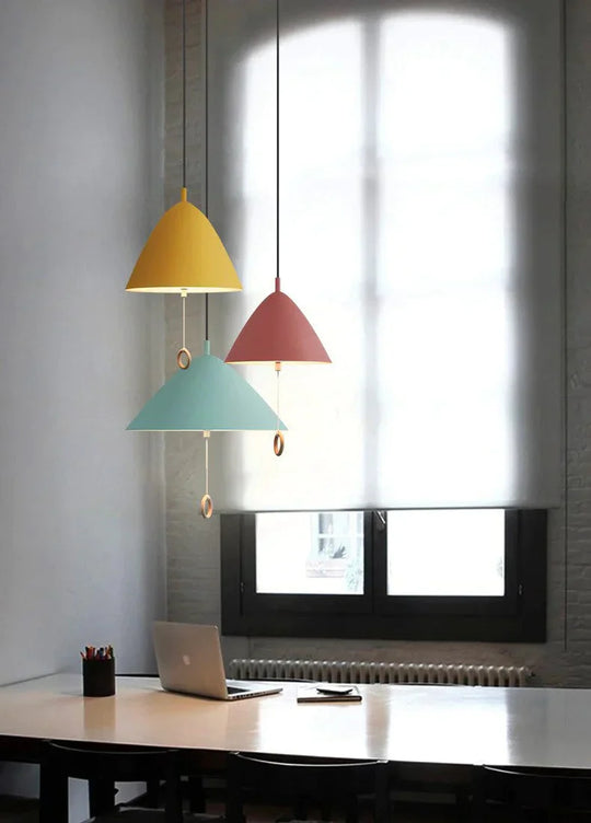 Colorful Bedside Pendant Light Pull Control Kitchen Lighting Fixture Hanging Lamp Modern Nordic
