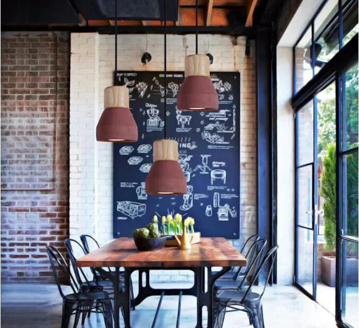 Pendant Lights Modern Fashion Ceiling Lamp Home Lighting Fixture Wood Cement Hanglamp For Kitchen
