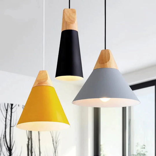 Nordic Modern Macaron Combination Wooden Pendant Lamp Loft Restaurant Cafe Decoration Light Bedroom