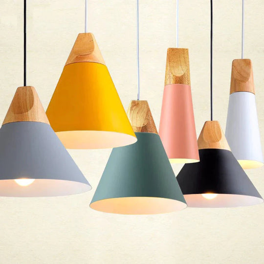 Nordic Modern Macaron Combination Wooden Pendant Lamp Loft Restaurant Cafe Decoration Light Bedroom