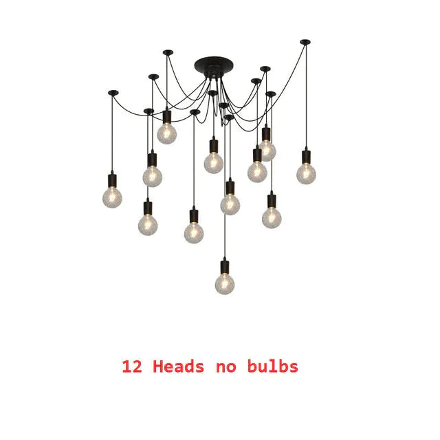 Chandelier Diy Art Spider Ceiling Lamp Fixture Light Hanging Mordern Nordic Retro Edison Bulb