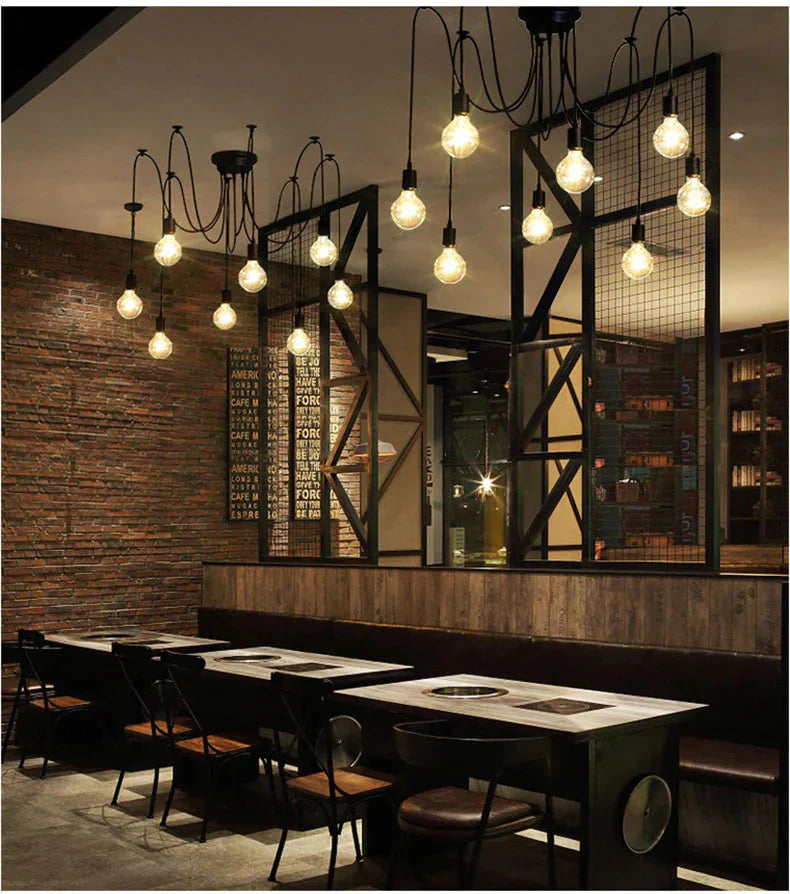 Chandelier Diy Art Spider Ceiling Lamp Fixture Light Hanging Mordern Nordic Retro Edison Bulb