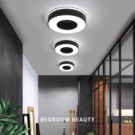 Diameter 240Mm Modern Led Chandelier For Holly Aisle Corridor Bedroom Black Or White