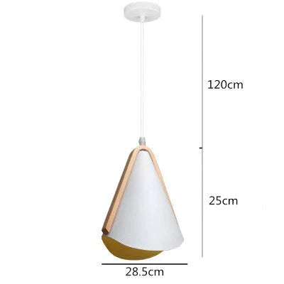 Nordic Pendant Light Wood Grain Modern Minimalist Creative Wrought White Iron Lampshade Lighting