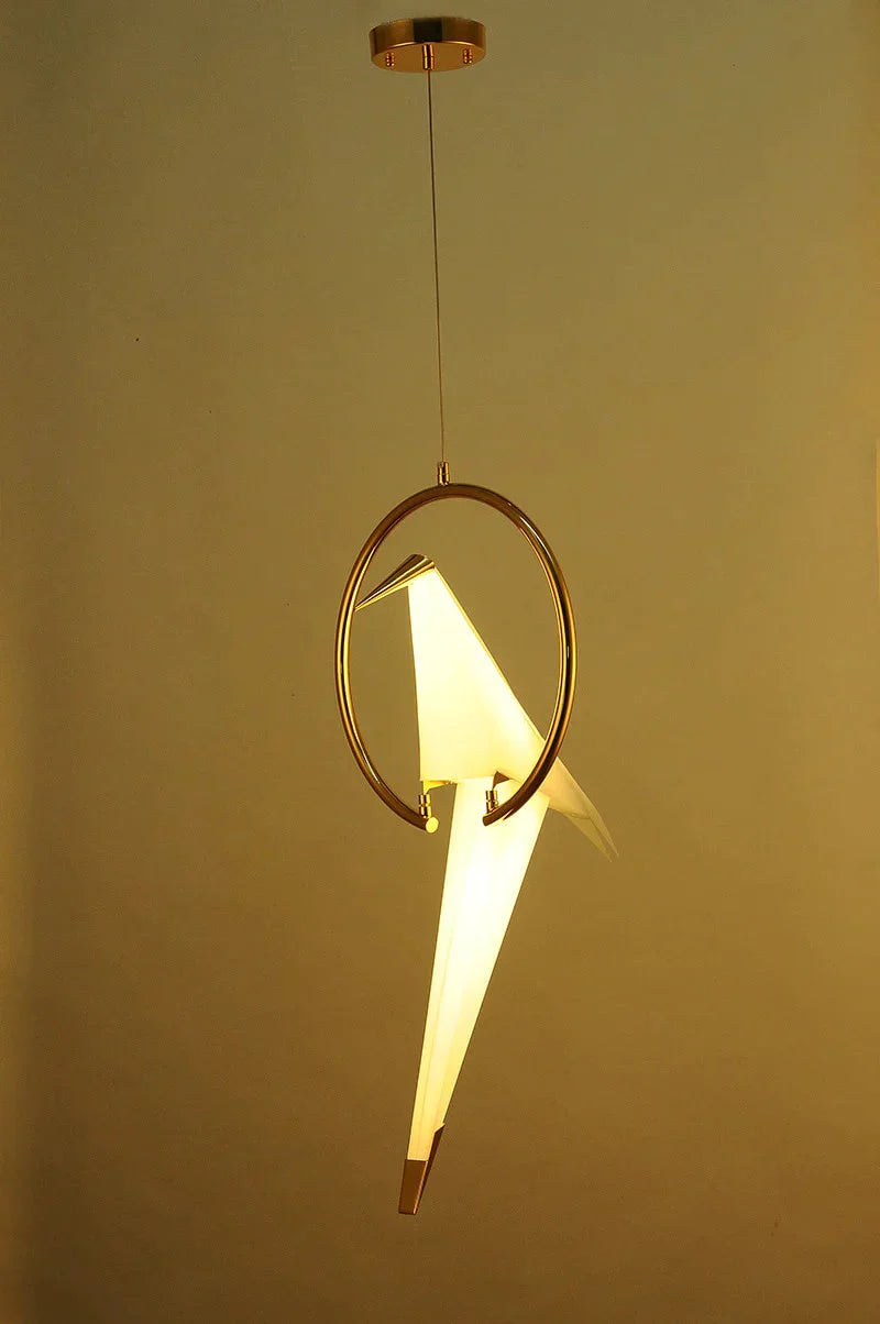 Modern Paper Crane Metal Vintage Chandelier Hanging Light Restaurant Living Dining Children’s
