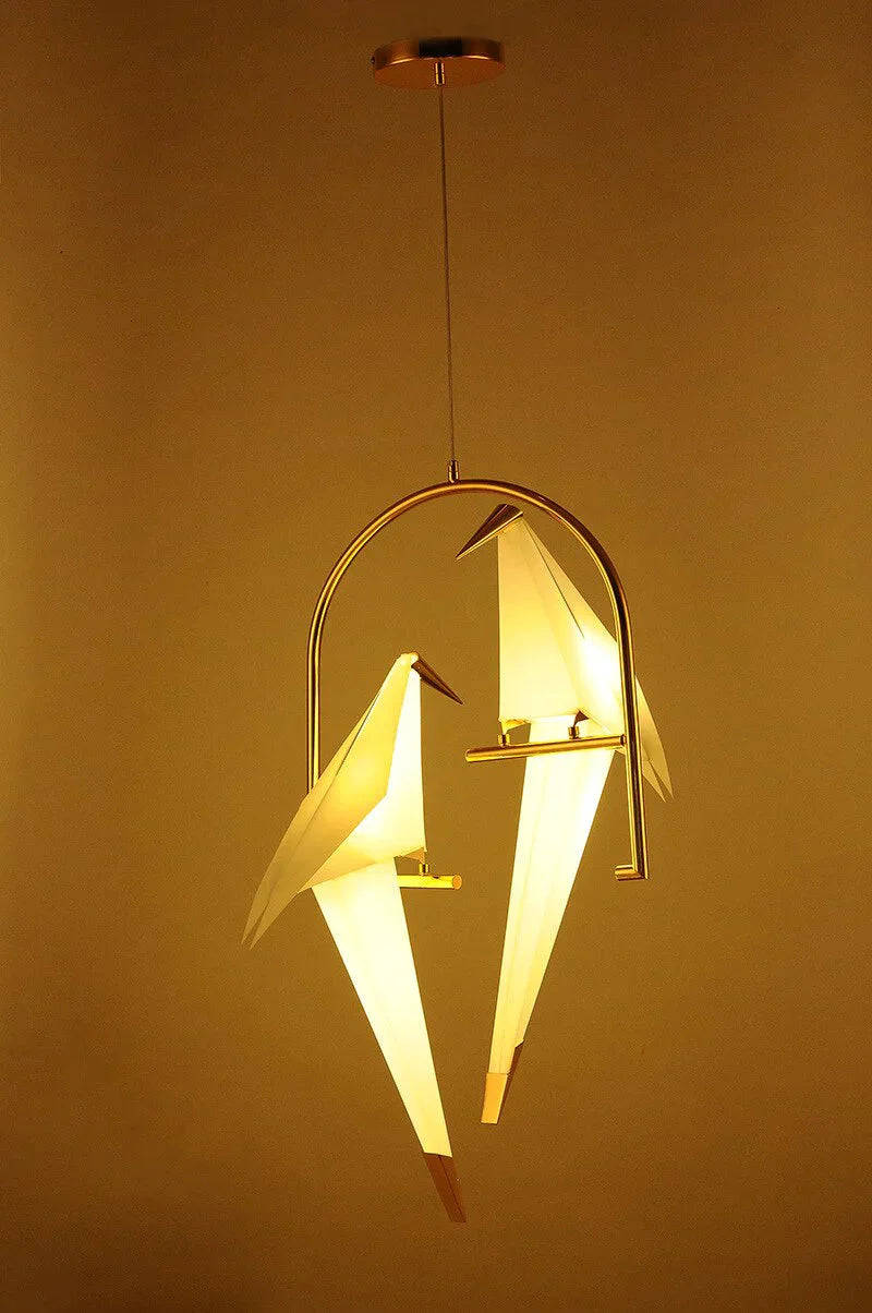 Modern Paper Crane Metal Vintage Chandelier Hanging Light Restaurant Living Dining Children’s