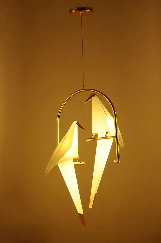 Modern Paper Crane Metal Vintage Chandelier Hanging Light Restaurant Living Dining Children’s