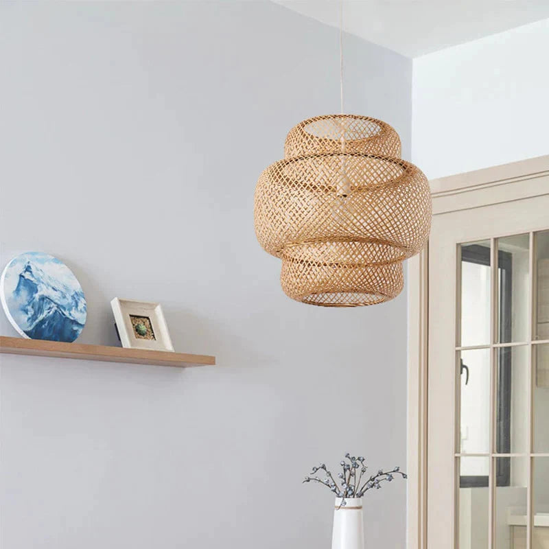 Chinese Rural Style Handmade Rattan Weaving Pendant Lights For Restaurant Cafe Originality Bamboo