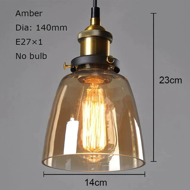 Vintage Pendant Lights Glass Lamp Loft Nordic Hang 28Cm Smoky Grey Industrial Dinning Room Bedroom