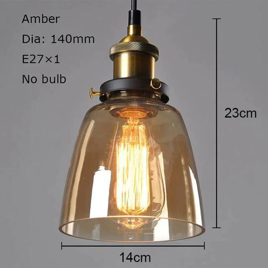 Vintage Pendant Lights Glass Lamp Loft Nordic Hang 28Cm Smoky Grey Industrial Dinning Room Bedroom