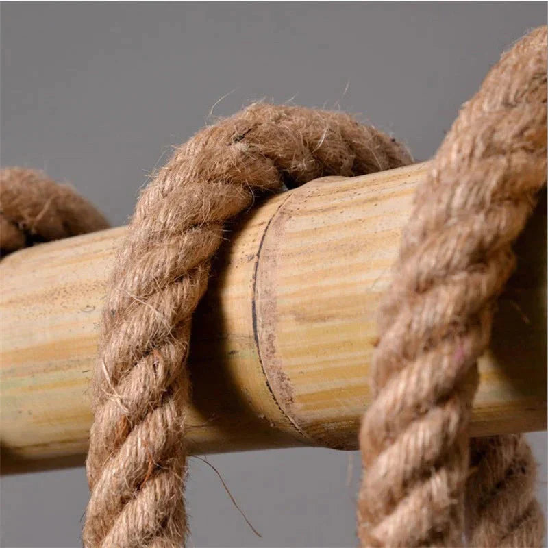 Bamboo Hemp Rope Pendant Lights Creative Restaurant Decoration Lamps Retro Bar Table Garden Hunging