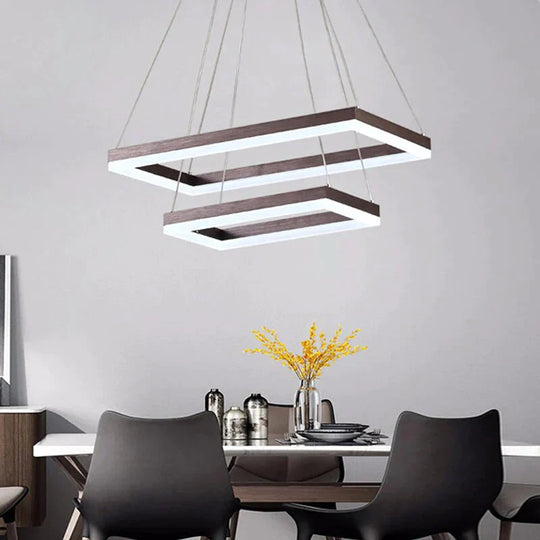 Square Hanging Lamp Modern Led Pendant Lights For Living Room With Remote Dimmable Home Bedroom