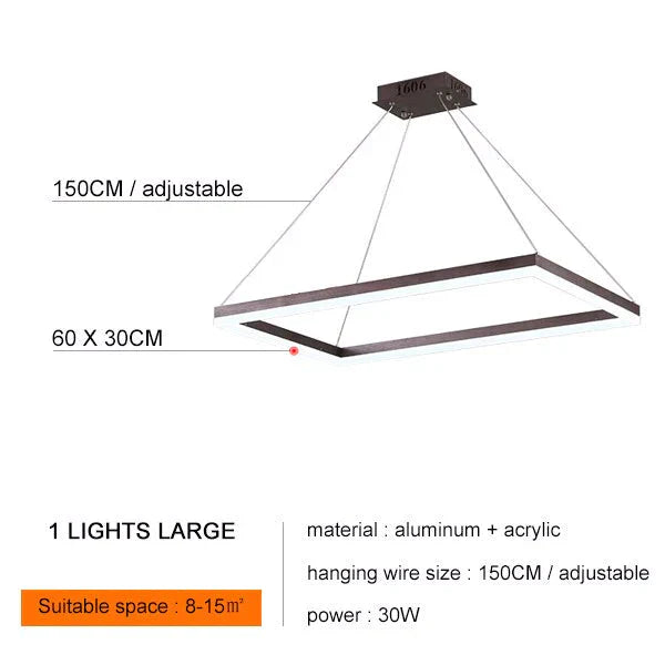 Square Hanging Lamp Modern Led Pendant Lights For Living Room With Remote Dimmable Home Bedroom