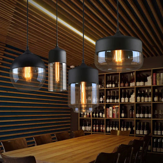 Nordic Modern Loft Hanging Glass Pendant Lamp Fixtures E27 E26 Led Lights For Kitchen Restaurant