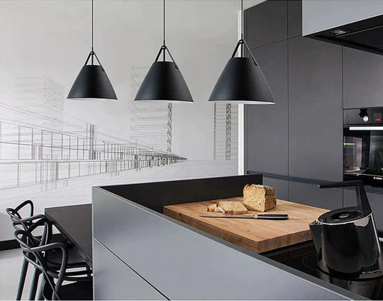 Nordic Simple Black White Pendant Light E27 Led Modern Hanging Lamp For Bedroom Living Room Hotel
