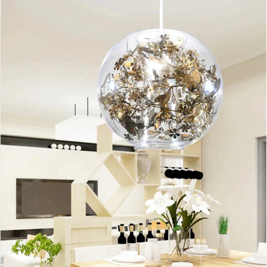 Nordic Glass Ball Flower Pendant Light Led E27 With 4 Colors Loft Modern Hanging Lamp For Living