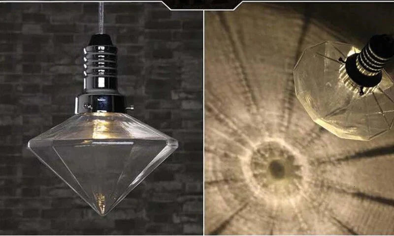 Loft Modern Art Deco Hanging Clear Glass Crystal Lamp Shade Staircase Pendant Led Gu10 Lights