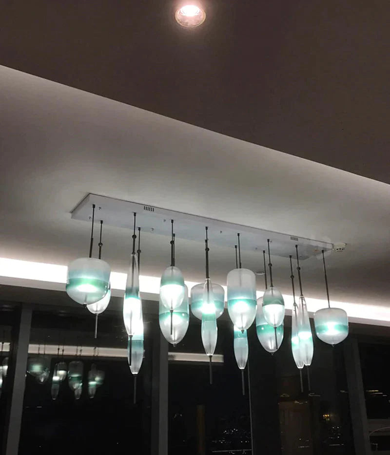 Nordic Modern Teardrop - Shaped Blue Glass Pendant Light Led Art Deco Simple White Hanging Lamp For