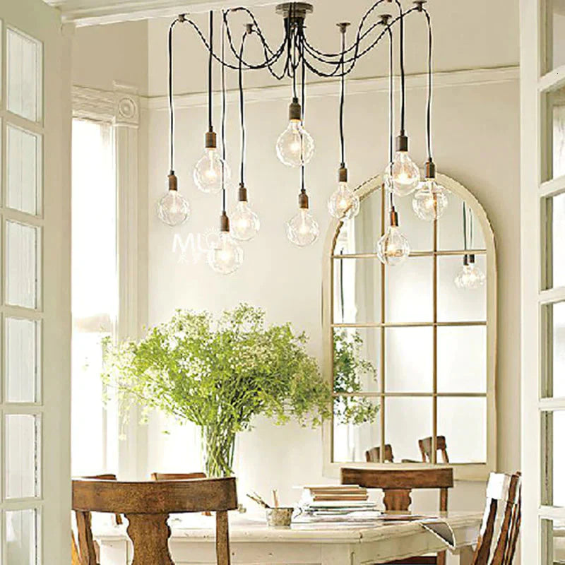 Modern Big Spider Industrial Black Vintage Pendant Lamp Loft Led 14 Heads E27 Hanging Lights For