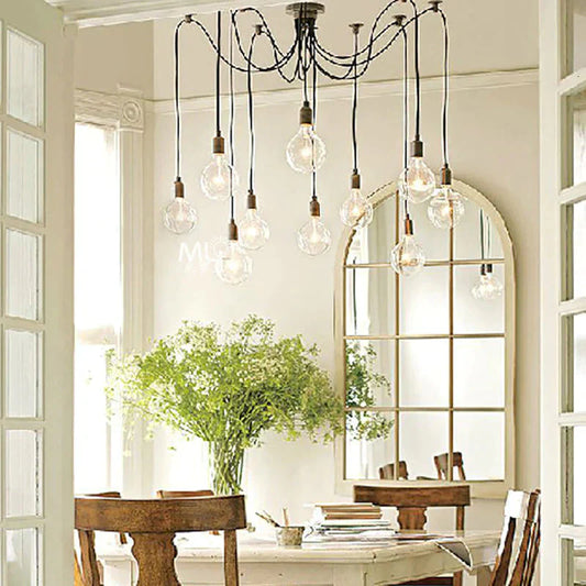 Modern Big Spider Industrial Black Vintage Pendant Lamp Loft Led 14 Heads E27 Hanging Lights For