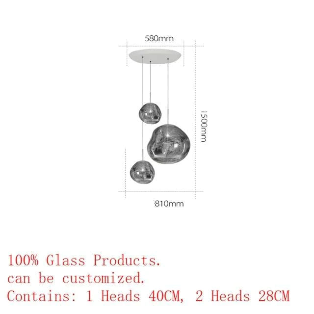 Nordic Led Glass Chandelier Lava Ball Pendant Lamps Hanging Bedroom Kitchen Modern Personality