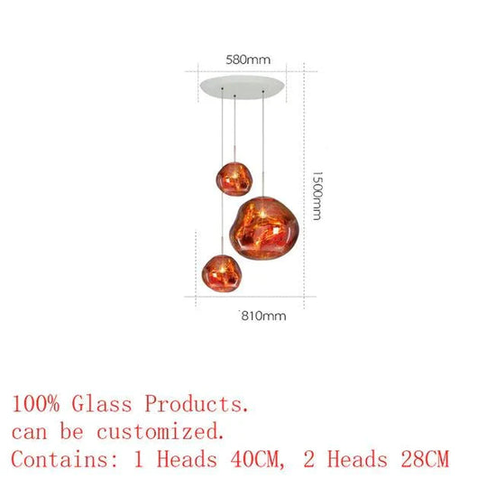 Nordic Led Glass Chandelier Lava Ball Pendant Lamps Hanging Bedroom Kitchen Modern Personality