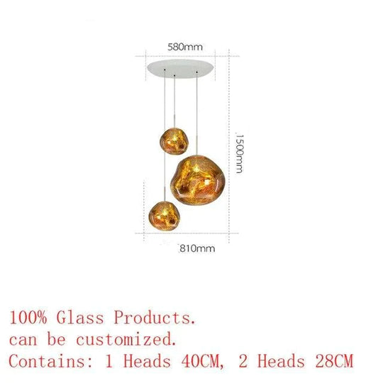 Nordic Led Glass Chandelier Lava Ball Pendant Lamps Hanging Bedroom Kitchen Modern Personality