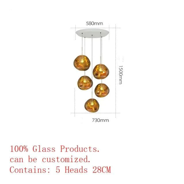 Nordic Led Glass Chandelier Lava Ball Pendant Lamps Hanging Bedroom Kitchen Modern Personality