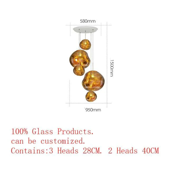 Nordic Led Glass Chandelier Lava Ball Pendant Lamps Hanging Bedroom Kitchen Modern Personality