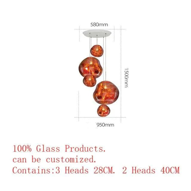 Nordic Led Glass Chandelier Lava Ball Pendant Lamps Hanging Bedroom Kitchen Modern Personality