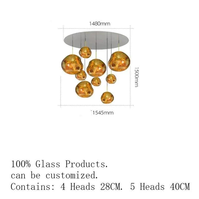 Nordic Led Glass Chandelier Lava Ball Pendant Lamps Hanging Bedroom Kitchen Modern Personality