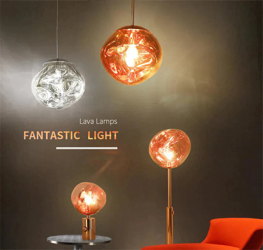 Nordic Led Glass Chandelier Lava Ball Pendant Lamps Hanging Bedroom Kitchen Modern Personality