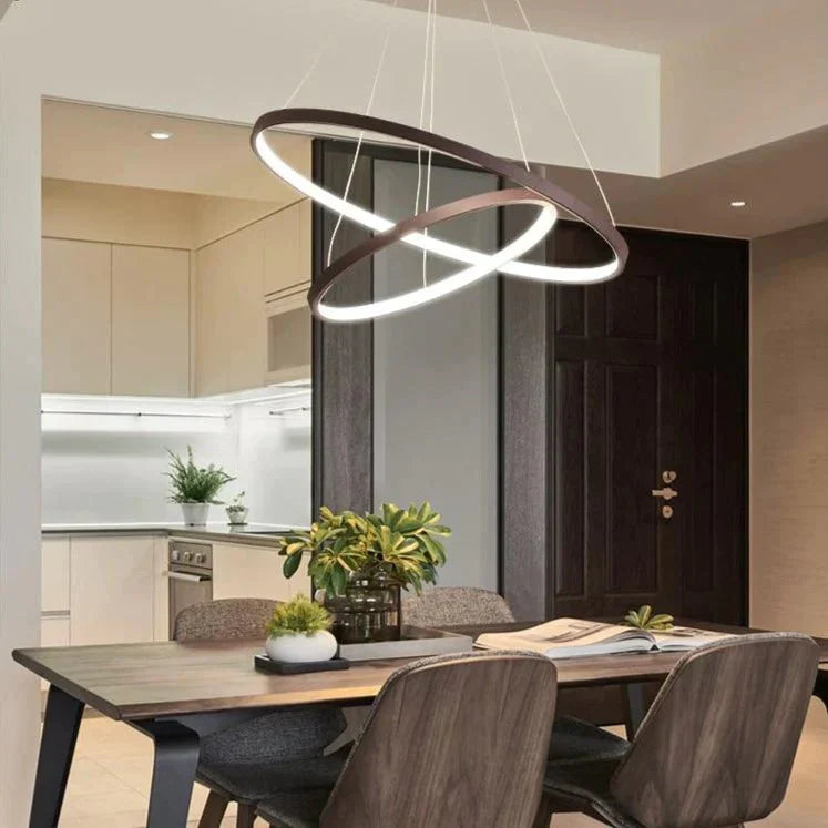 Lumulox Pendant Lights For Living Room Foyer 1/2/3 Circle Rings Acrylic Aluminum Body Led Lamp